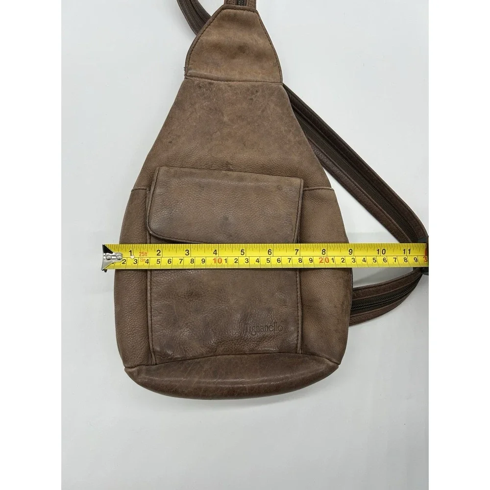 Vintage Tignanello Brown Leather Sling Bag Convertible Backpack Y2K Teardrop